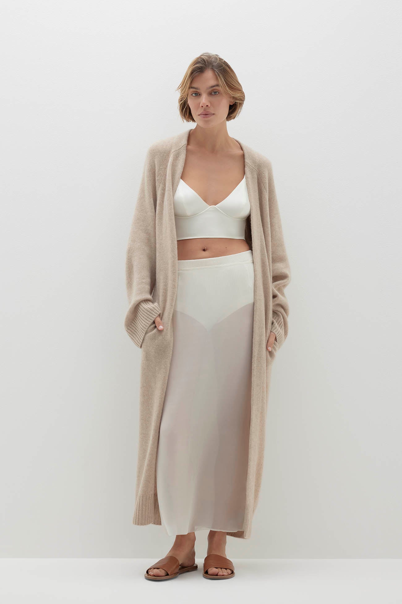 Long cashmere cardigan with pockets best sale