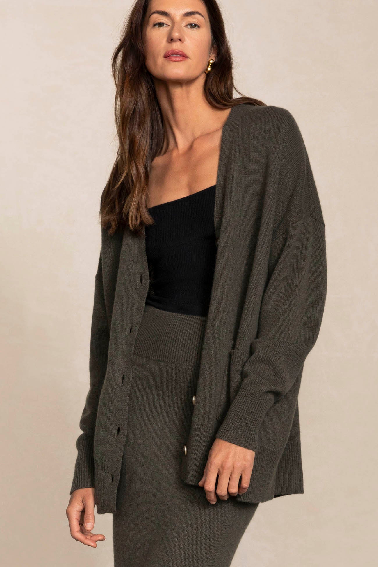 LILY BUTTON-UP CASHMERE CARDIGAN