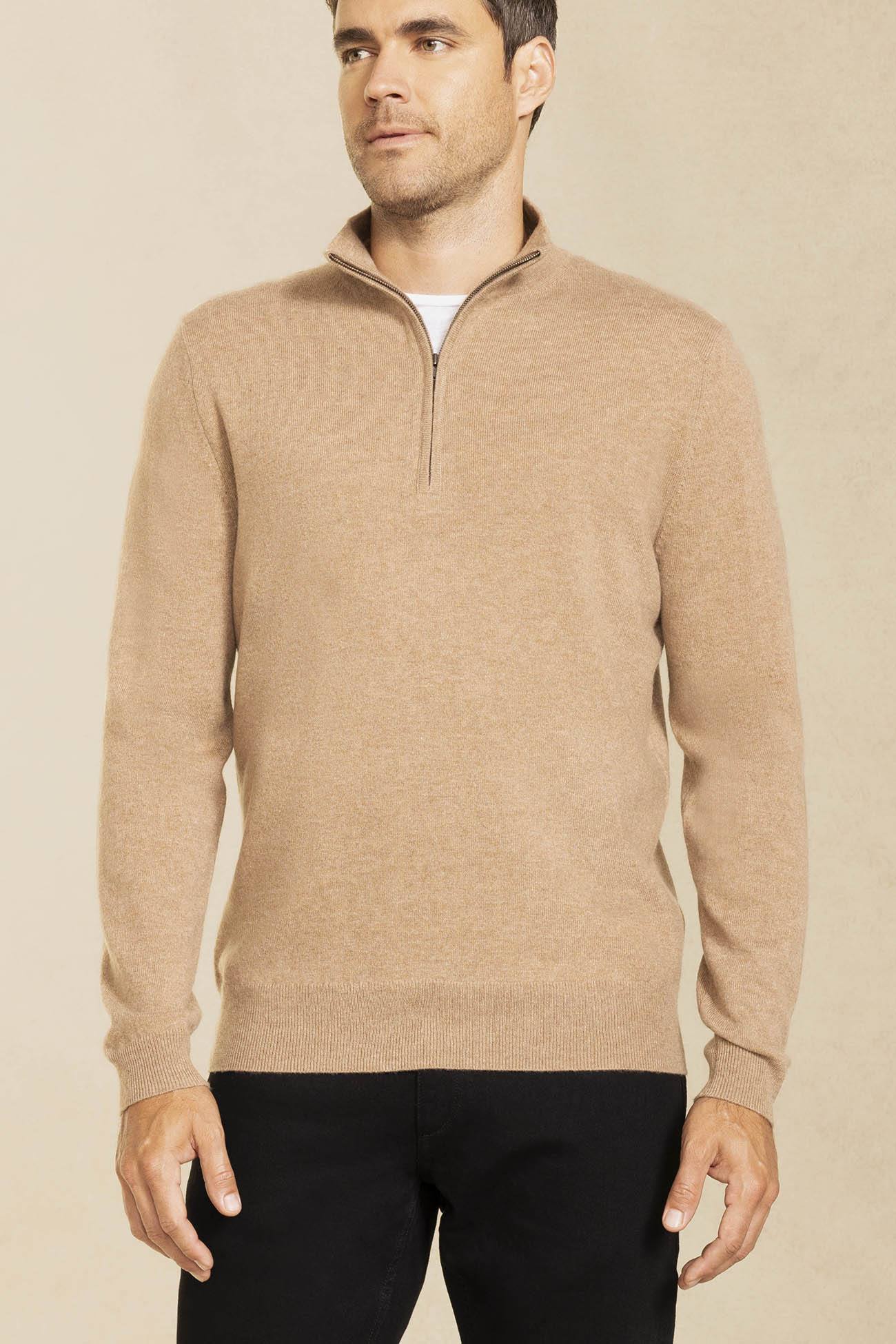 Westport Black Cashmere Quarter-Zip Sweater - Westport Big & Tall