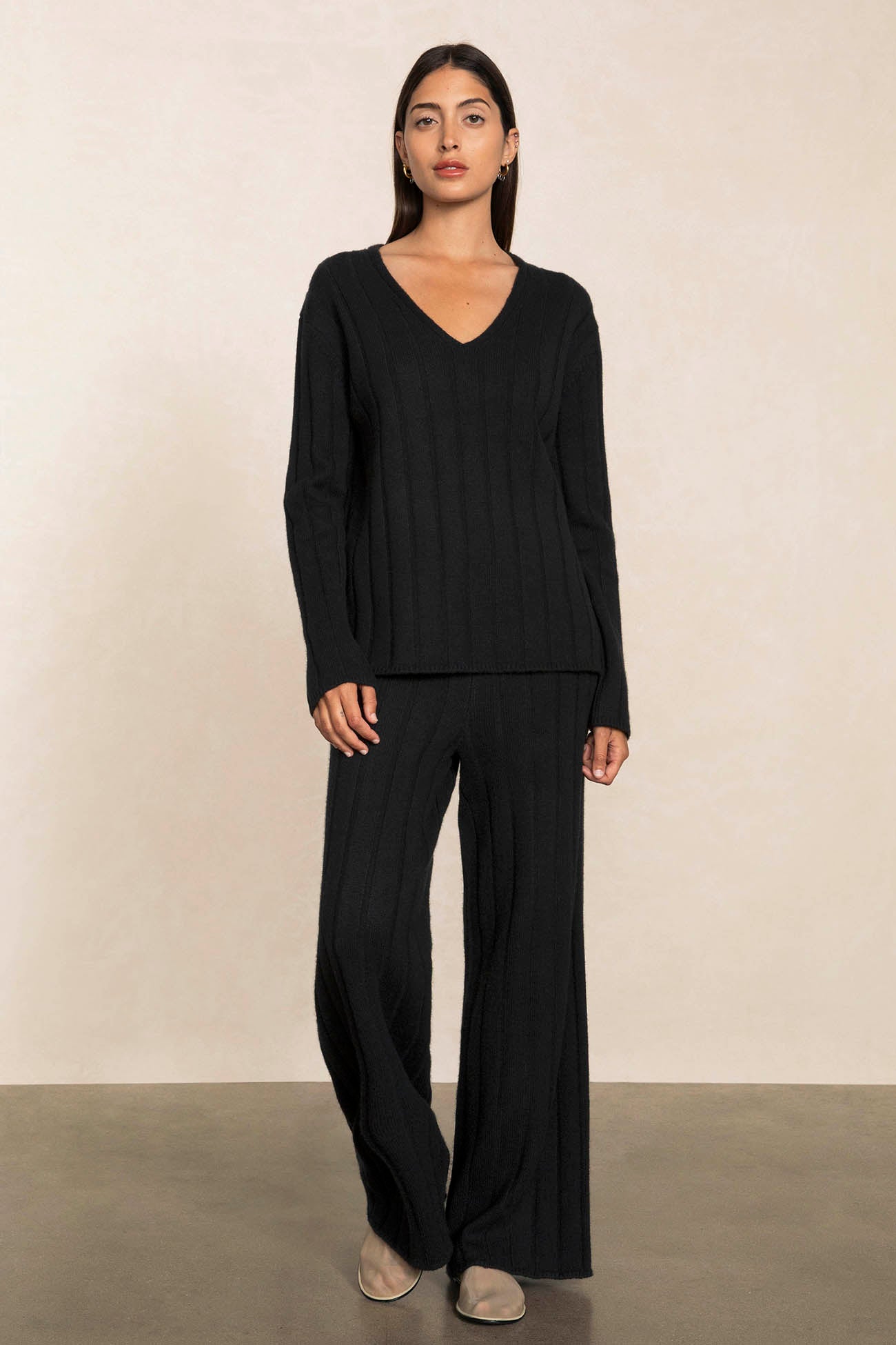 Wide cashmere pants , in black - RODIER