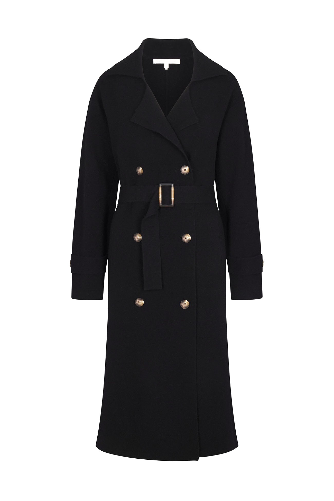 Ginziaerre Black Wool Cashmere Fitted store Trench Coat Size:12