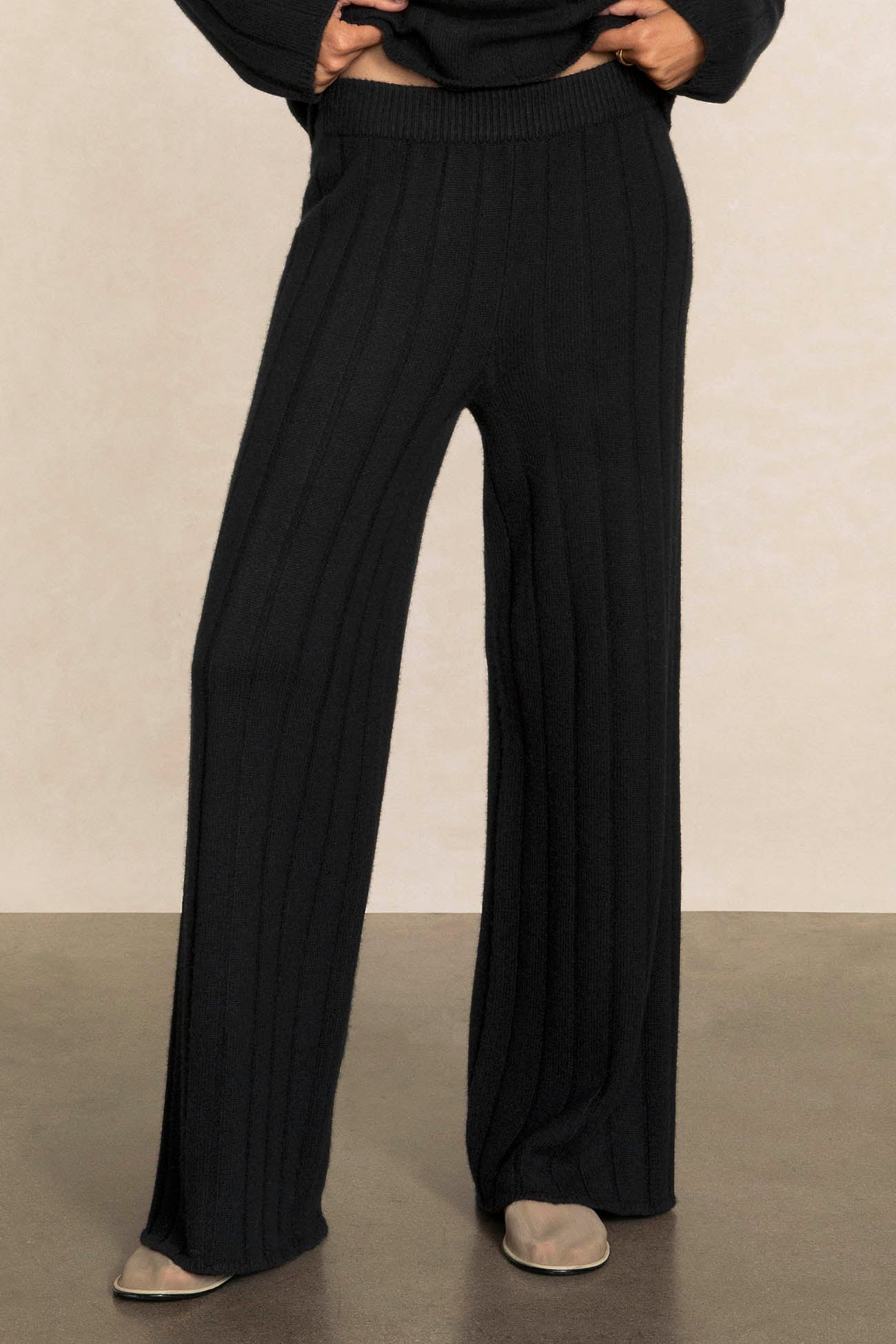 Women's Margaux Ribbed Cashmere Wide Leg Pant | NakedCashmere