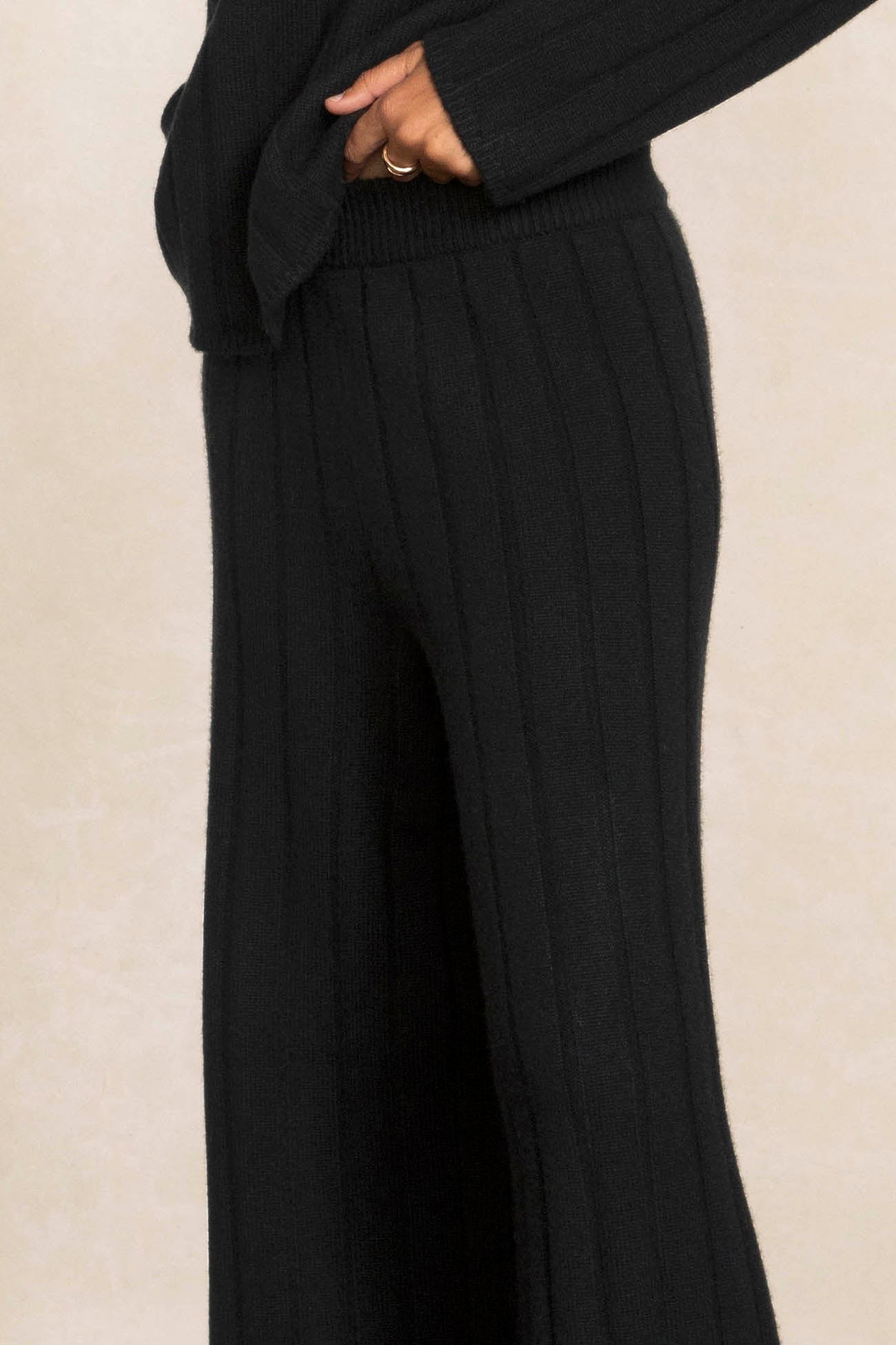 Women's Cashmere Ribbed 3/4 Palazzo Pants