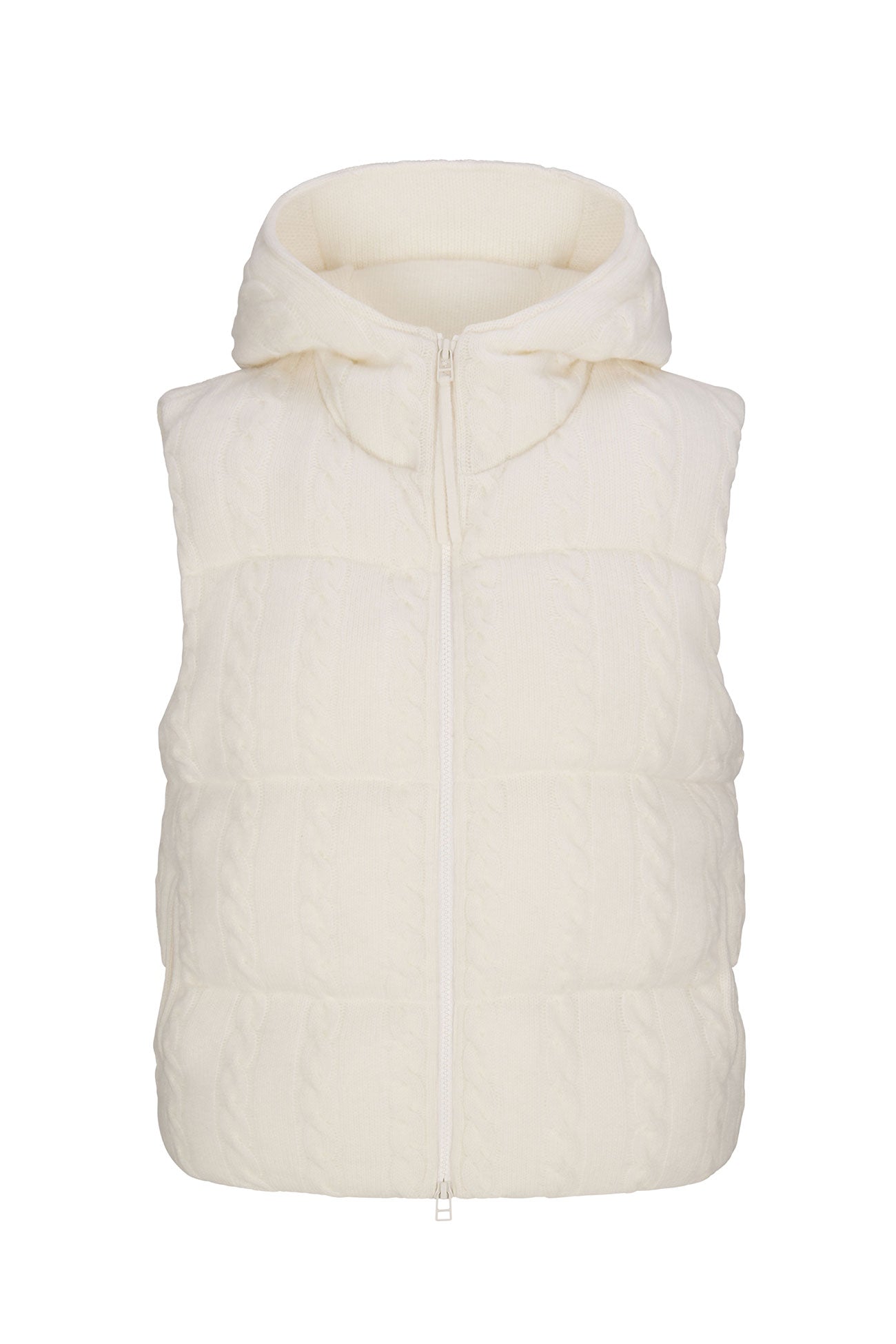 White hooded shop puffer vest