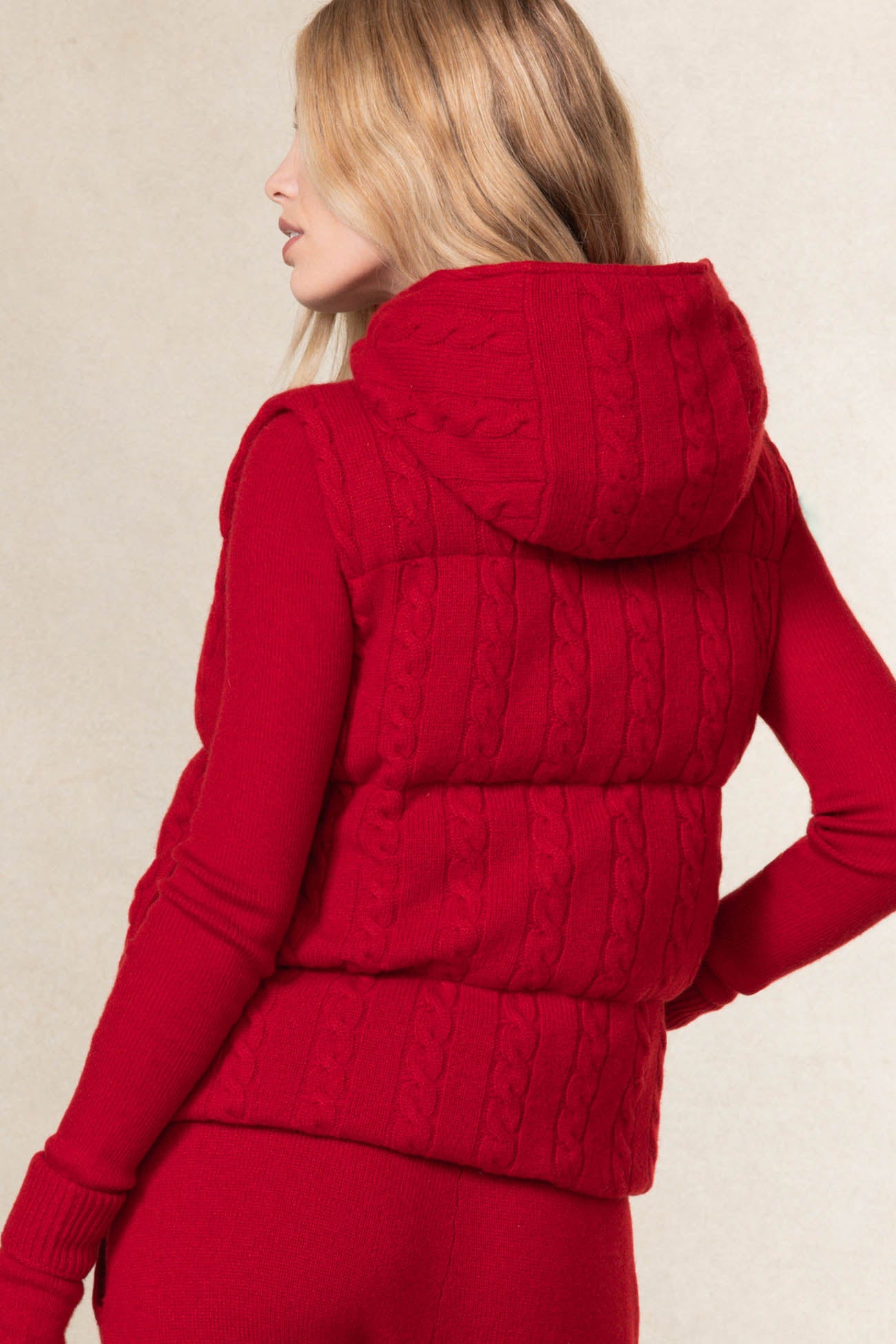 ADELINE CABLE KNIT PUFFER VEST