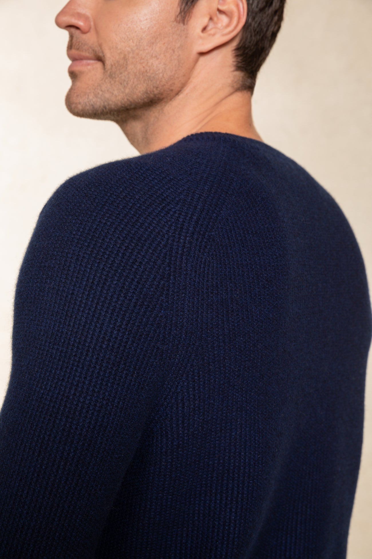 Men's Bernard Waffle Knit Crewneck Cashmere Sweater | NakedCashmere