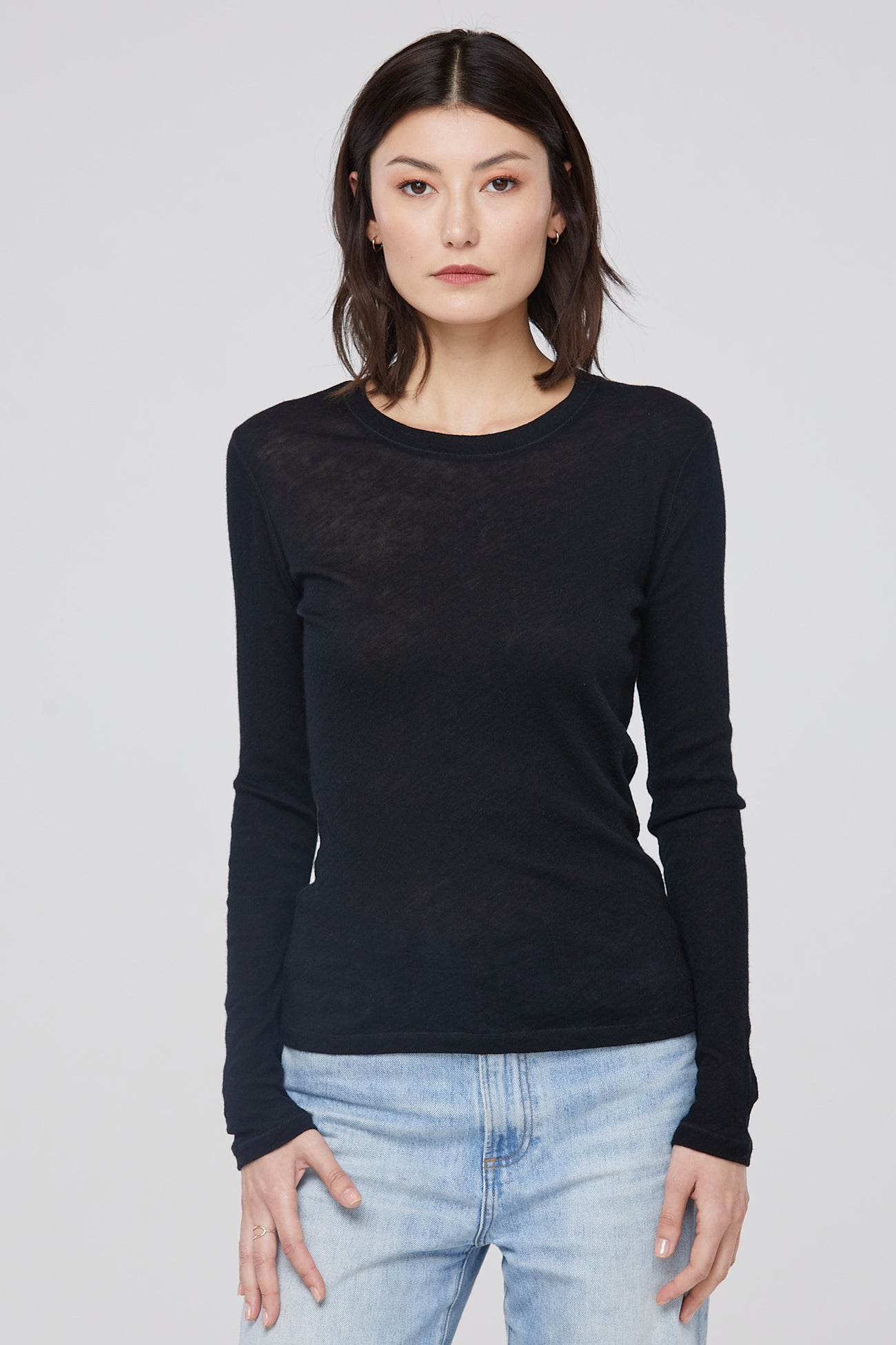 Cashmere long 2025 sleeve t shirt